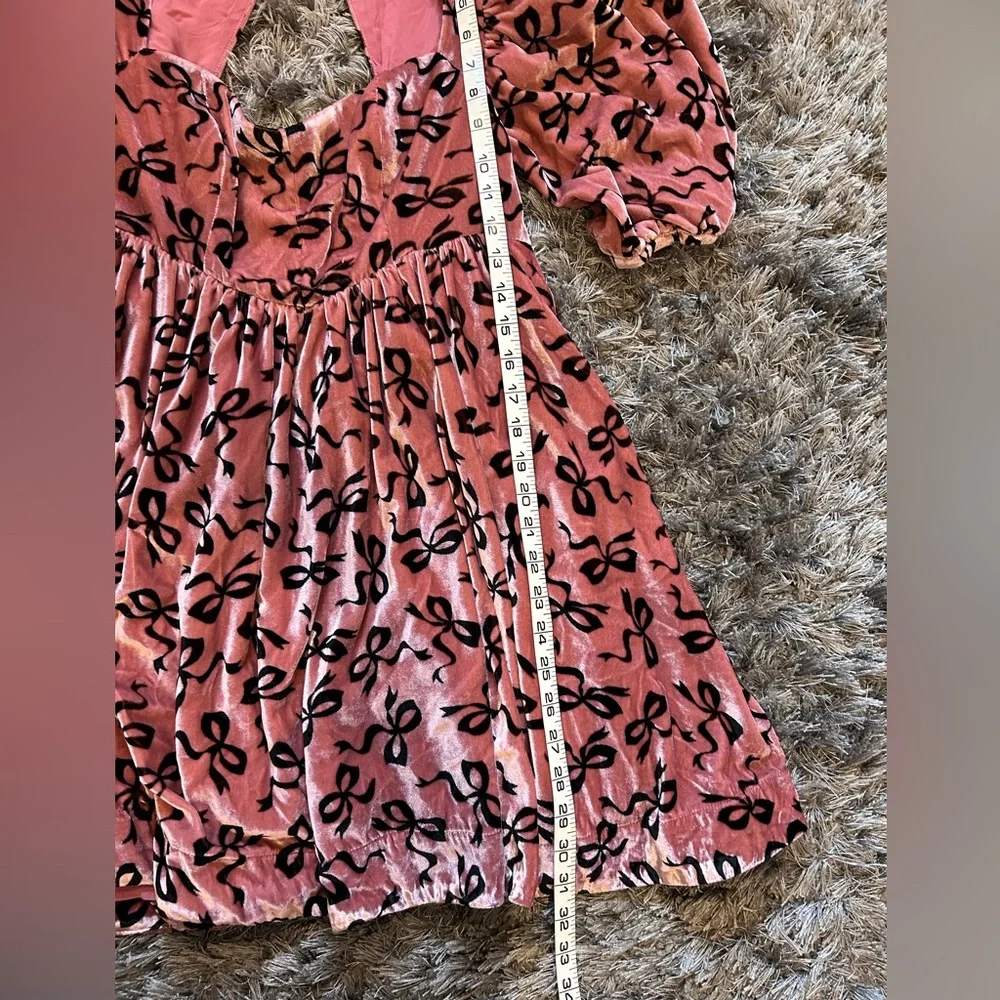 Maeve by Anthropologie Pink and Black Velvet Bow Dress - Picture 11 of 12